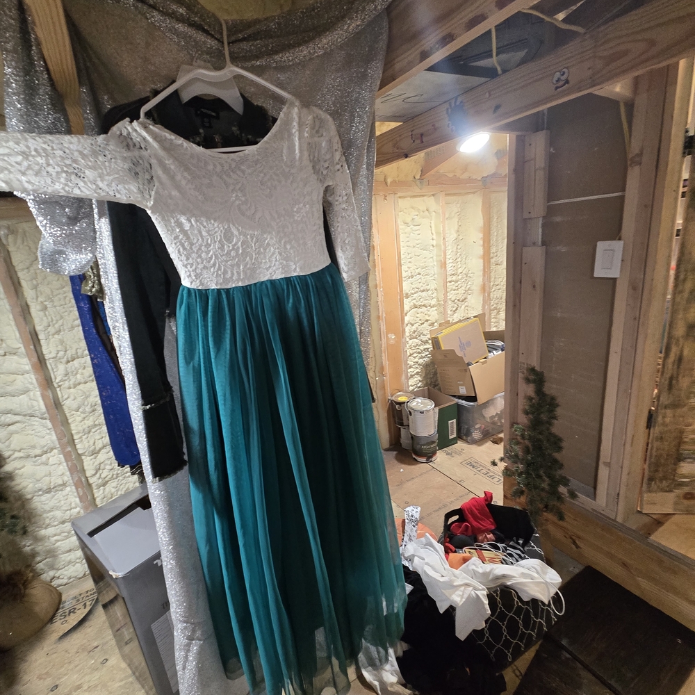 Elegant White and Teal Kids Dress